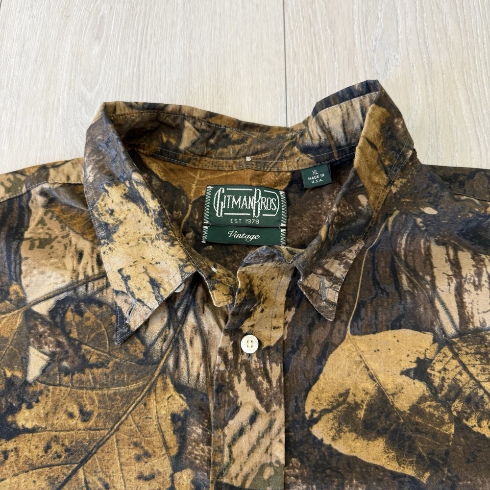 Gitman Bros Vintage Camo Realtree Shirt Men's Size XL Long Sleeve USA Made